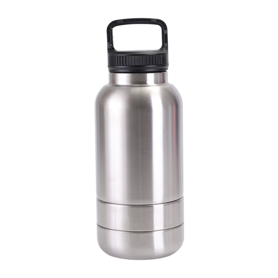 Stainless Steel Dog Water Bottle 3-in-1