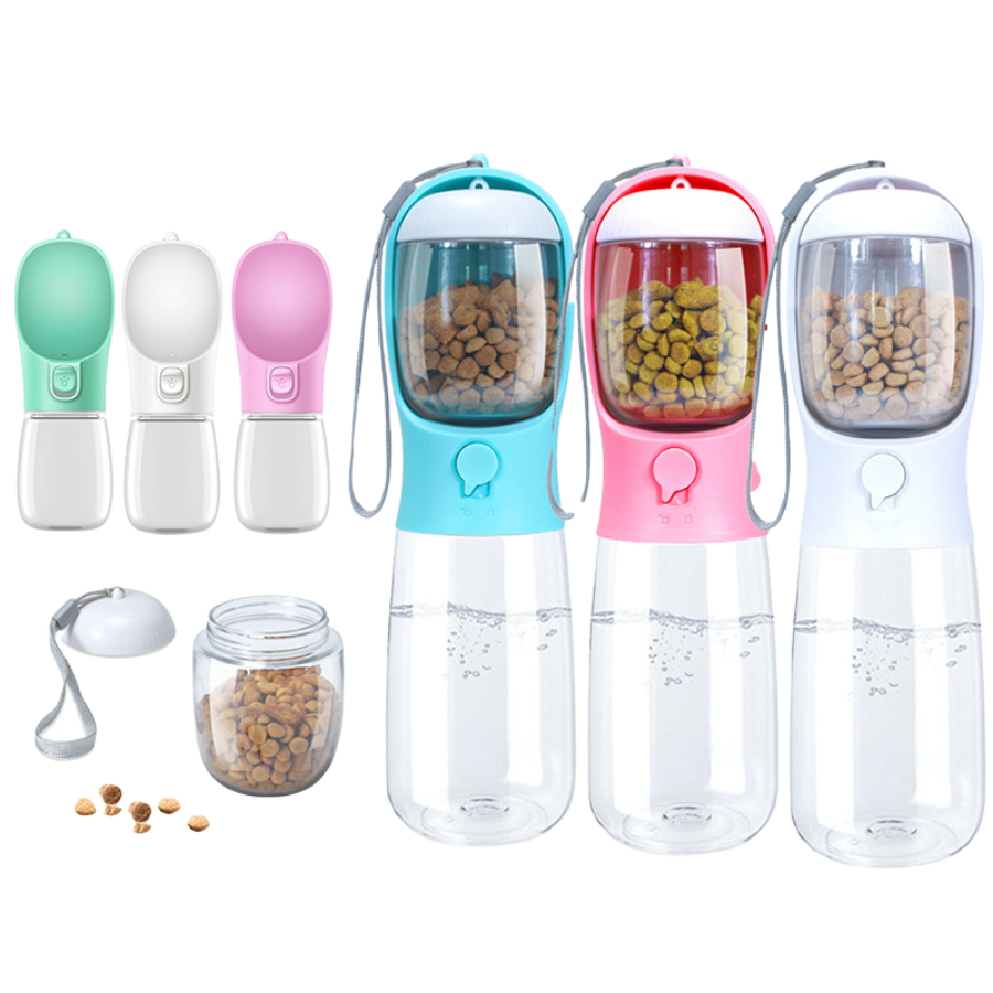 Portable Pet Water Bottle with Food Container