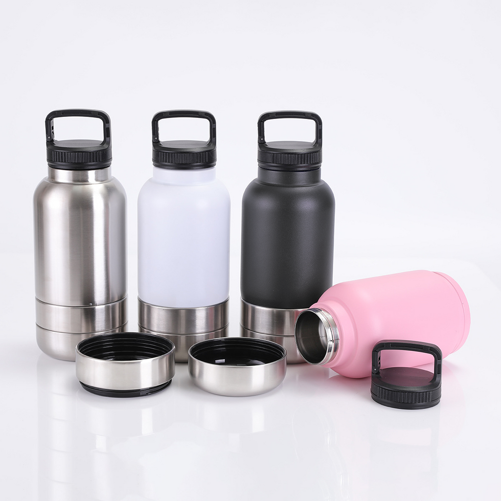 Stainless Steel Dog Water Bottle 3-in-1