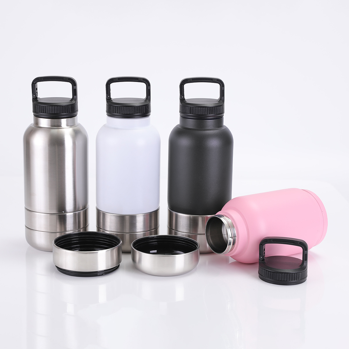 Stainless Steel Dog Water Bottle 3-in-1